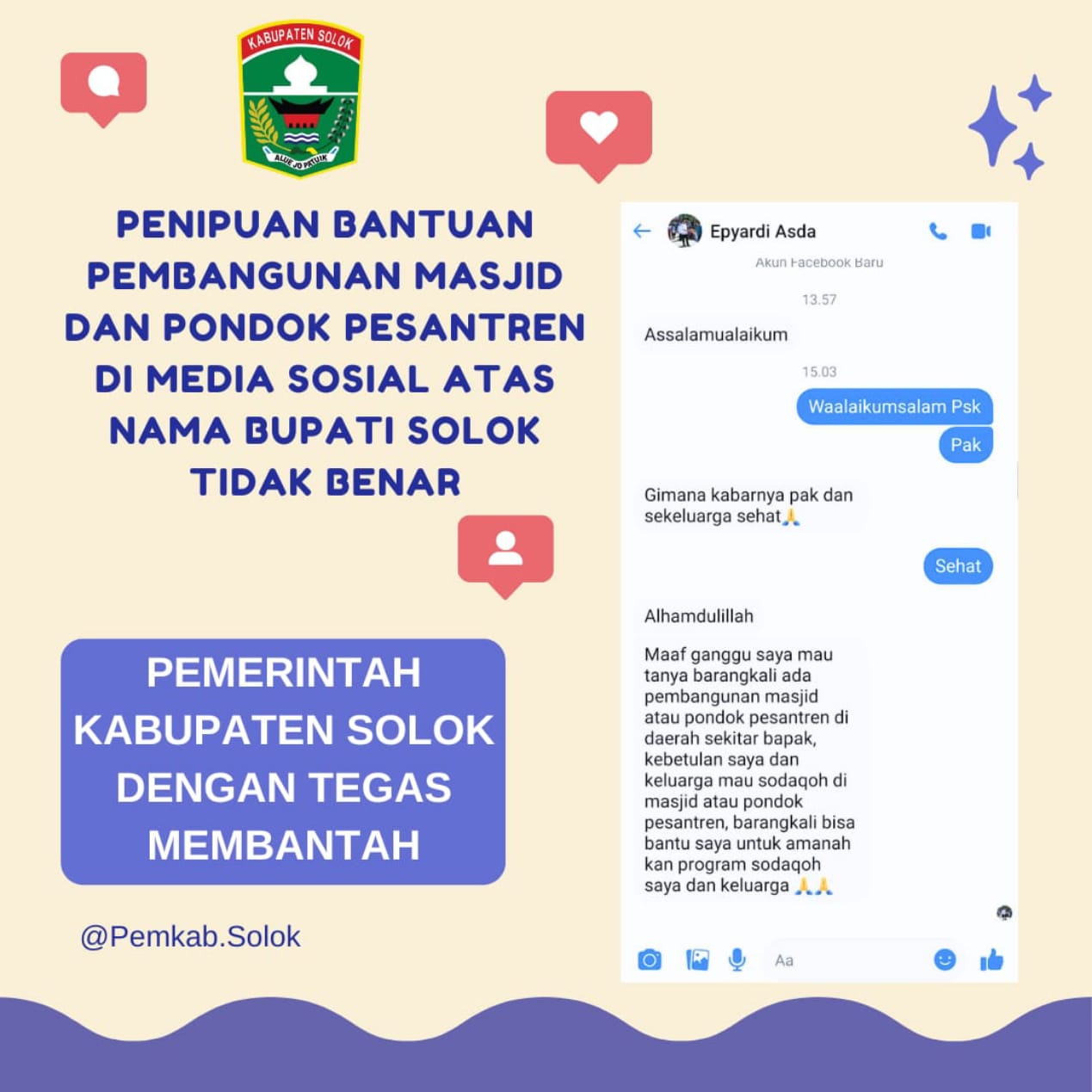 Bupati Solok Epyardi Asda Menghadiri Alek Nagari Mambadak Masjid Baitul Ikhlas Tanjung Balik