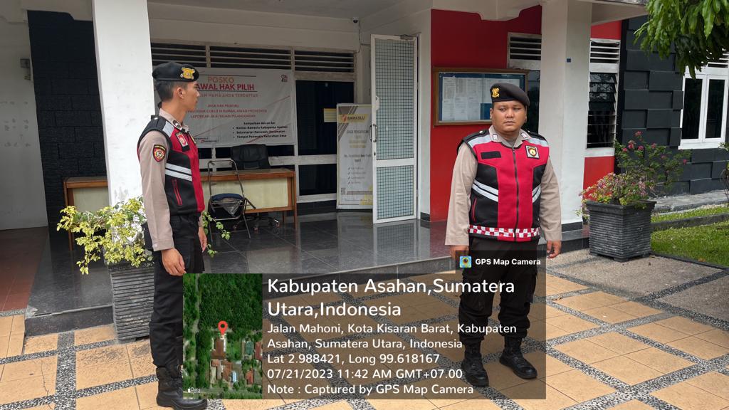 Personil Samapta Polres Asahan Laksanakan Patroli di Kantor Panwaslu dan Kantor KPU Asahan