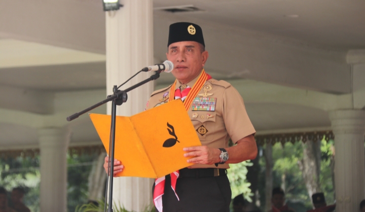 Gubernur Edy Rahmayadi Buka Raimuna Daerah Gerakan Pramuka Sumut VIII di Langkat, Latihan Kesiapan Komponen Bela Negara