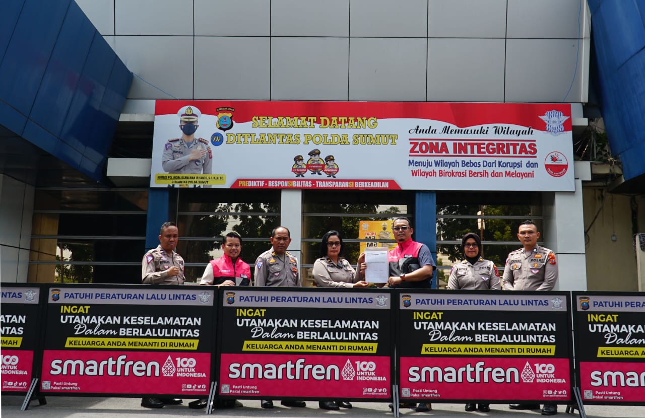 Hari Bhayangkara ke-77, Smartfren dan Ditlantas Sumut Dukung Keselamatan Berlalu Lintas di Sumatera Utara