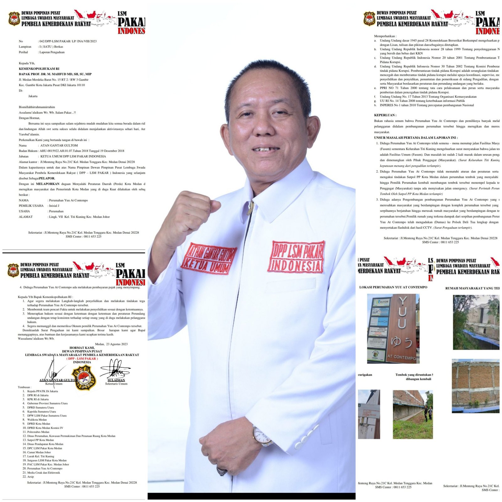 Diduga Tidak Mengakui Perda, DPP LSM PAKAR Laporkan Pemilik Komplek Perumahan Yuu At Contempo Ke Menko Polhukam RI