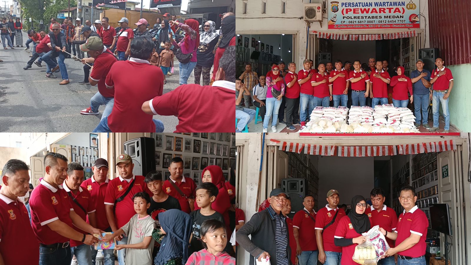 Kemeriahan HUT RI Ke 78 di Kantor Pewarta Meriah, Sekaligus Pembagian Sembako