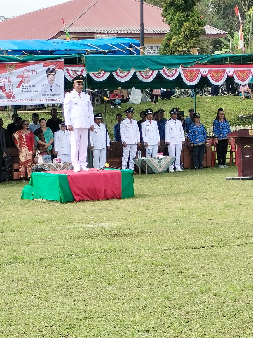 HUT RI Ke 78, Camat Tinada Hendri Solin Sebagai Inspektur Upacara