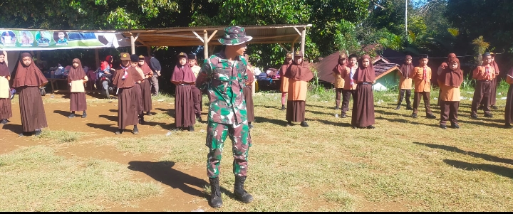 Satgas TMMD ke-117 Kodim 0212/TS Latih Siswa PBB, Ajarkan Disiplin dan Gotong Royong