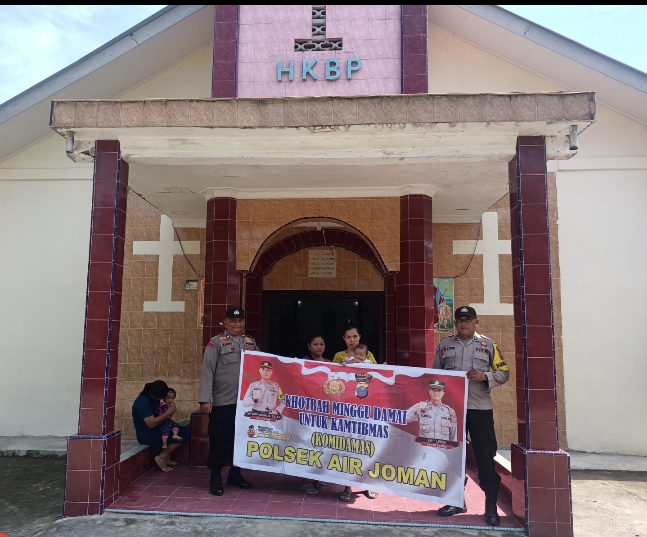 Personel Polsek Air Joman, Pesan Kamtibmas di Gereja HKBP Desa Silo Lama Barisan II