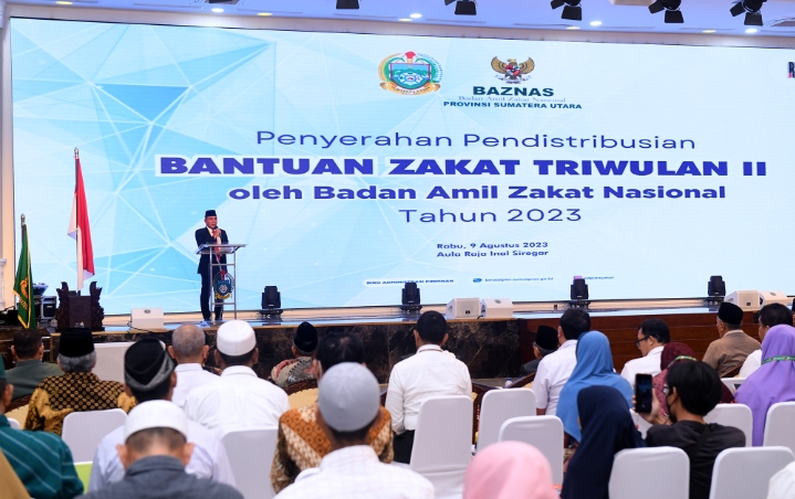 Pendistribusian Bantuan Zakat Triwulan II, Gubsu: Â Peran Ulama Memaksimalkan Potensi Zakat Hingga Rp8 Triliun