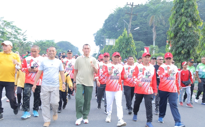 Bupati Asahan Lepas Gerak Jalan Santai Meriahkan HUT ke 78 RI