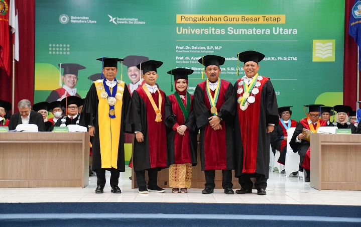 Tambah Tiga Guru Besar Tetap, Rektor Minta Ekosistem Pendidikan USU Diperkuat
