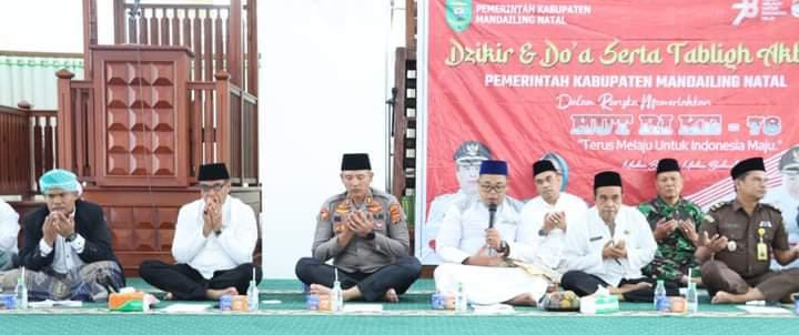 Kapolres Madina AKBP Reza CAS Hadiri Dzikir Akbar dan Doâ€™a Bersama, Jaga Kamtibmas Jelang Pilkades Serentak dan Pemilu 2024
