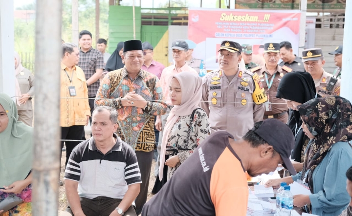 Kapolres Padangsidimpuan bersama forkopimda  monitoring Pilkades serentak,AKBP Dudung Setyawan : Pengamanan Berjalan Efektif