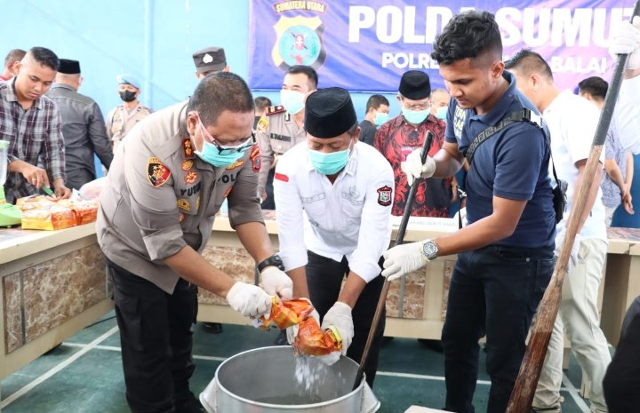 Polres Tanjungbalai Musnahkan Belasan Kilo Sabu-sabu dan Puluhan Butir Pil Ekstasi