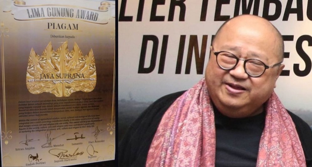 Mampu Pelihara Perpaduan Budaya, Jaya Suprana Raih Lima Gunung Award