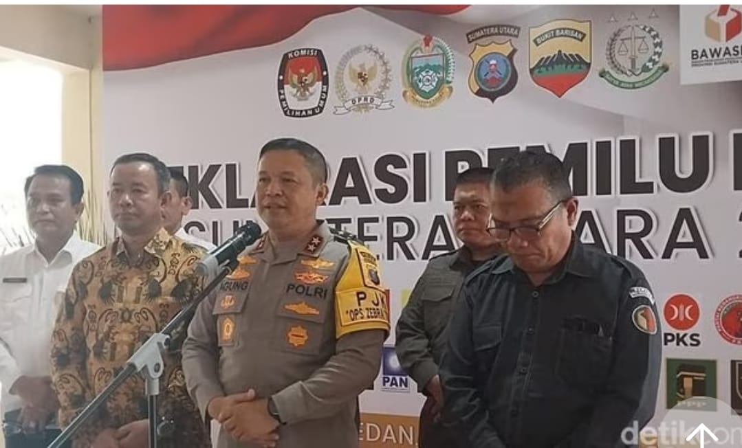 18 Partai Politik Pemilu Deklarasi Pemilu Damai, Kapolda Sumut Pemilu Merupakan Pesta Perebutan Hati Rakyat