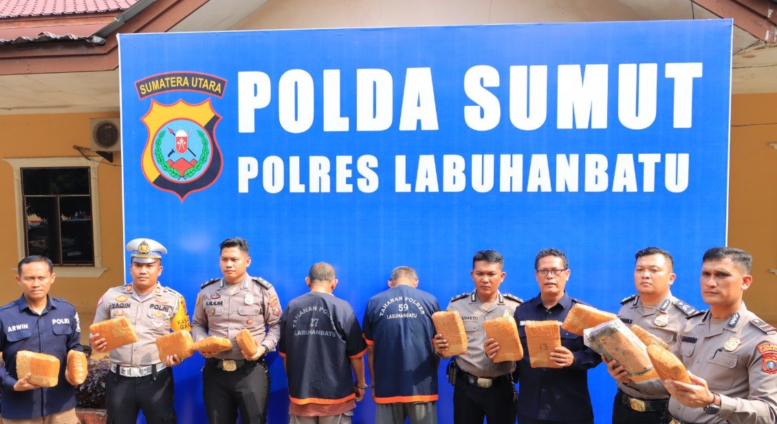 Polres Labuhanbatu Sikat 2 Tersangka dan Amankan 12,6 Kg Ganja