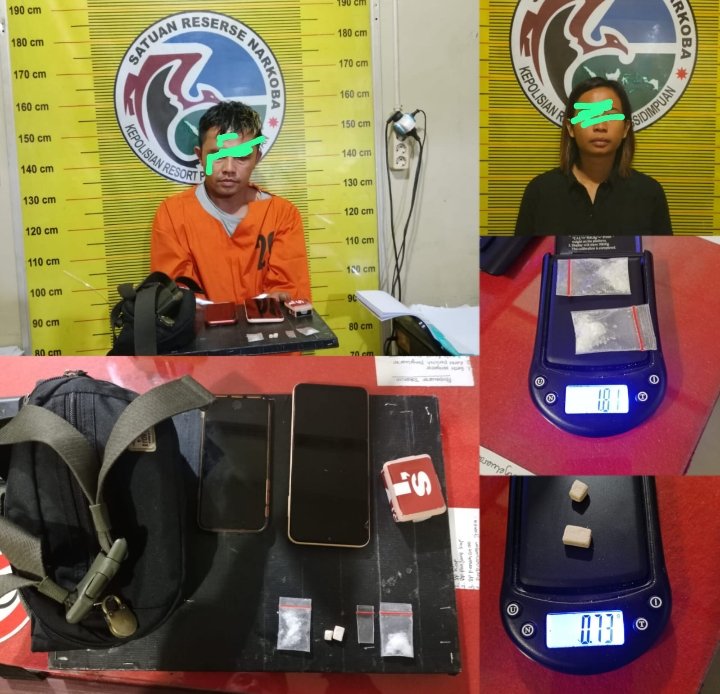 Miliki sabu dan ekstasi sepasang kekasih dibekuk Satresnarkoba Nakoba polres Padangsidimpuan di jln Sisingamangaraja Sitamiang