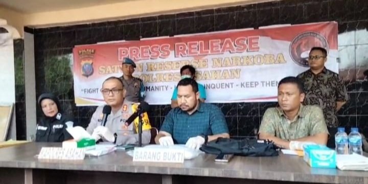 Polres Asahan Gelar Pers Rilis Tindak Pidana Narkotika Jenis Sabu