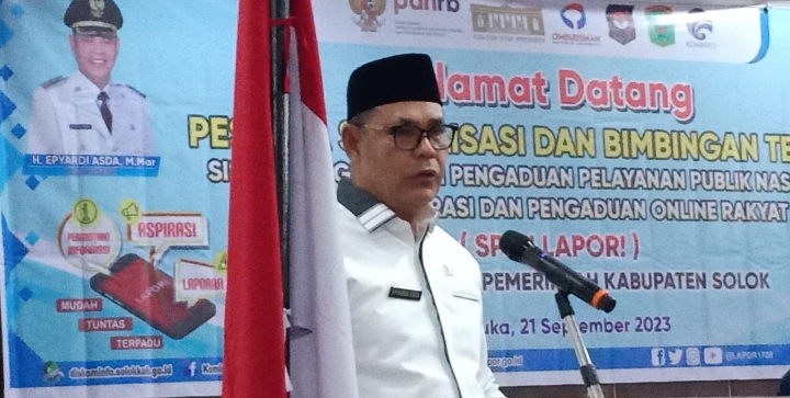 Sosialisasi dan Bimbingan Teknis Sistem Pengelolaan Pengaduan Pelayanan Publik diÂ  Kabupaten Solok Dibuka Secara Resmi Bupati Solok