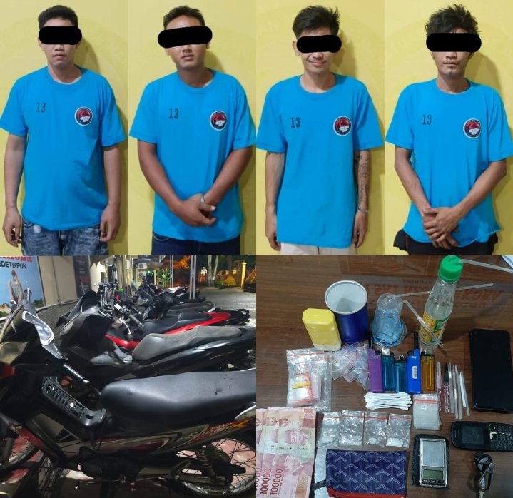 4 Pria Pengedar Sabu di Giring ke Polsek Simpang Empat