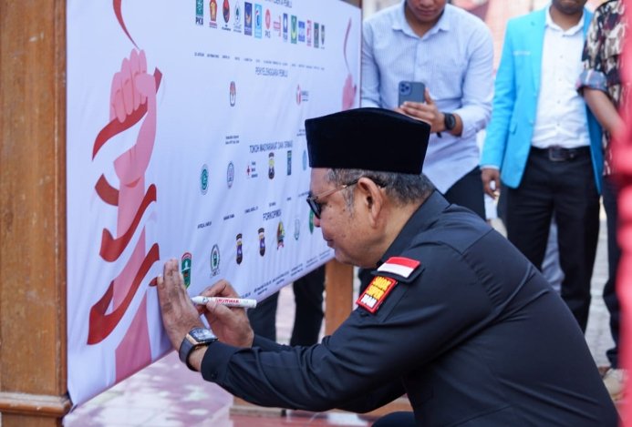 Forkopimda Kabupaten Solok Bertekad Menjadi Daerah  Terbaik Dan Teraman untuk Terlaksananya Pemilu Damai