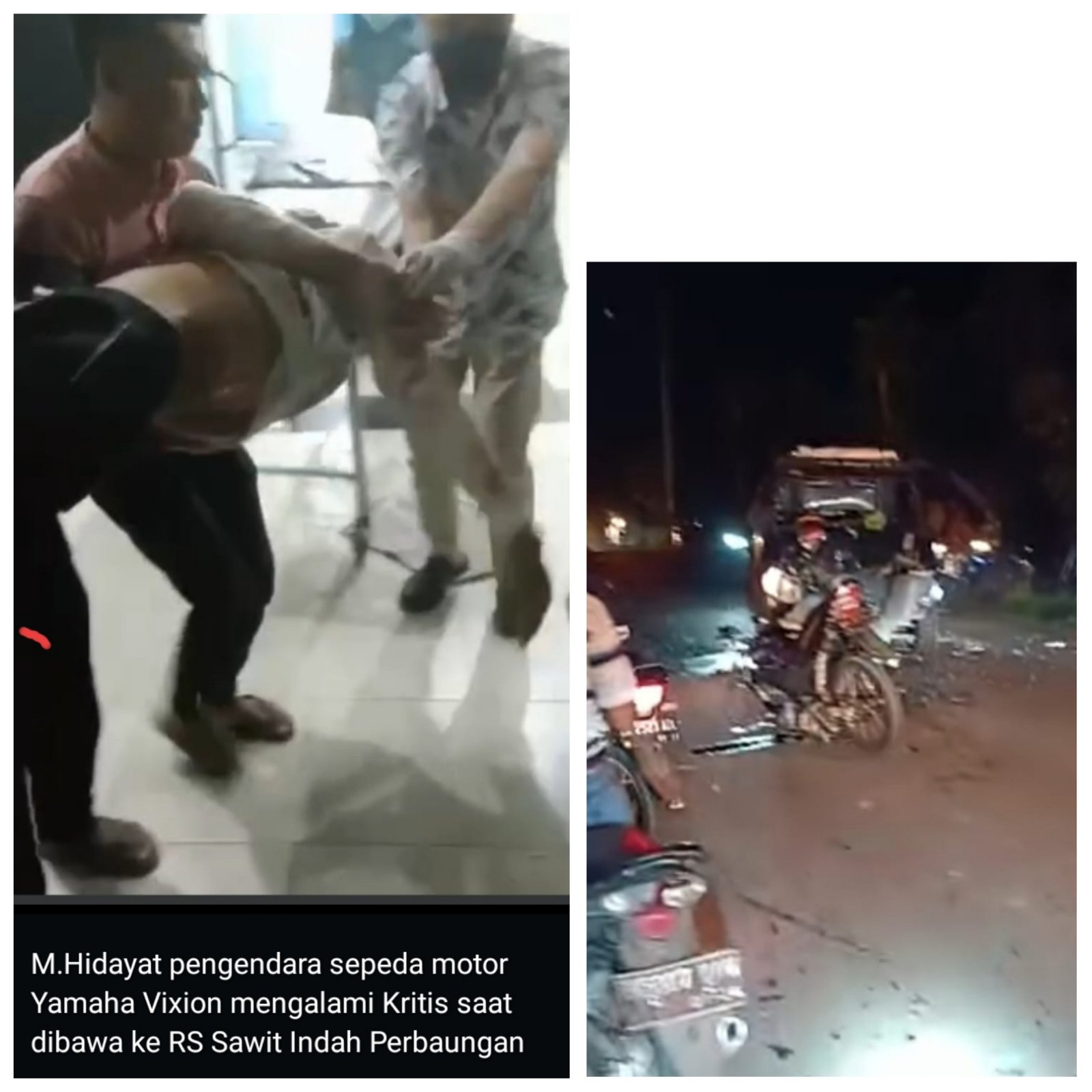 Pengendara Yamaha Vixion Kritis Tabrakan dengan Pickup di TKP Tugu Selamat Datang Pantai Cermin
