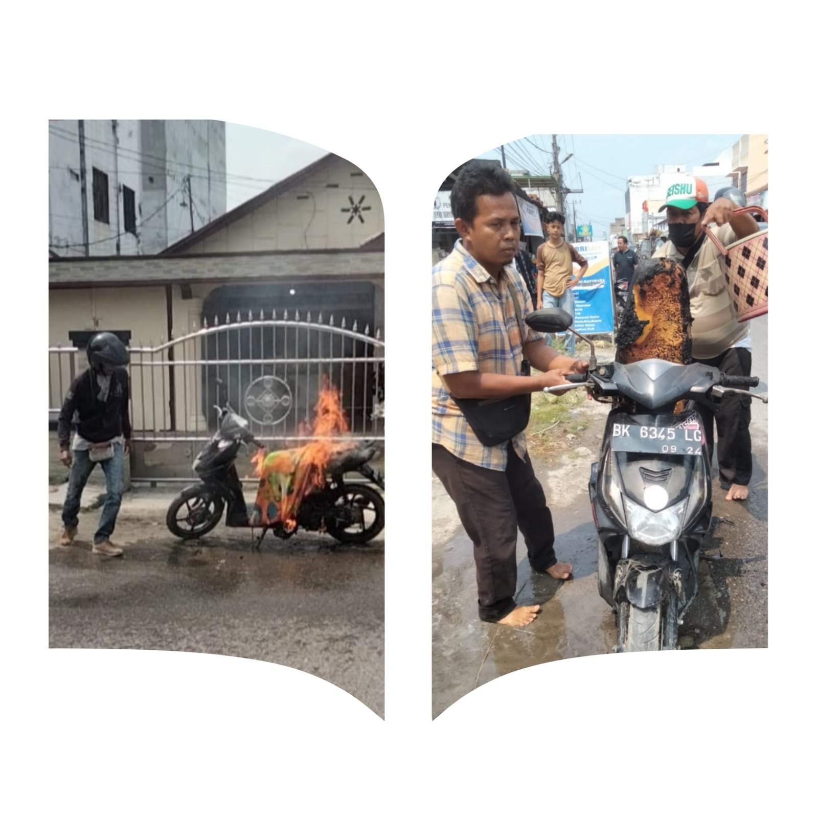 Diduga Korsleting, Honda Beeat BK 6345 LG Terbakar di Jalan Sisingamangaraja