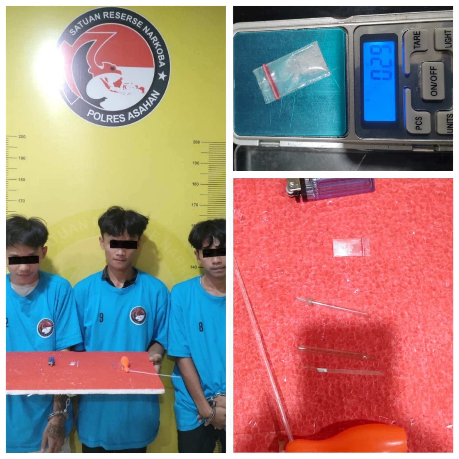 Pesta Narkoba, 3 Pemakai Diringkus Satnarkoba Polres Asahan