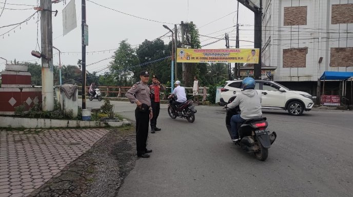 Personel Samapta Polres Asahan Cegah Laksanakan Strong Point Pagi