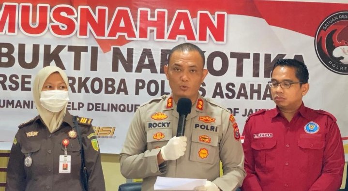 Polres Asahan Musnahkan Barang Bukti Narkotika Jenis Sabu- sabu