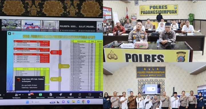 Kapolres Bersama Tomas Padangsidimpuan Ikuti Vidcom Kadiv-Humas Mabes Polri, AKBP Dudung Setyawan : Komitmen Polri Jaga Integritas Pemilu Dalam Proses Demokrasi