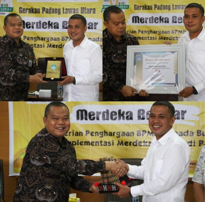 Bupati Paluta Andar Amin Harahap Terima Penghargaan Kepala Balai Penjaminan Mutu Pendidikan Provinsi Sumatera Utara