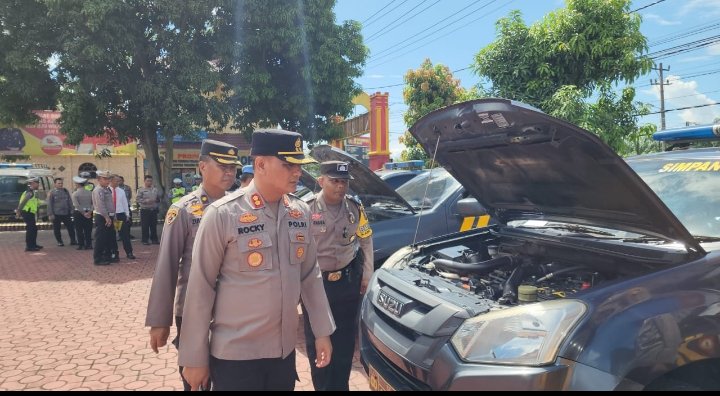 Jelang Pemilu 2024, Kapolres Asahan Cek Kesiapan Kendaraan Taktis Polri