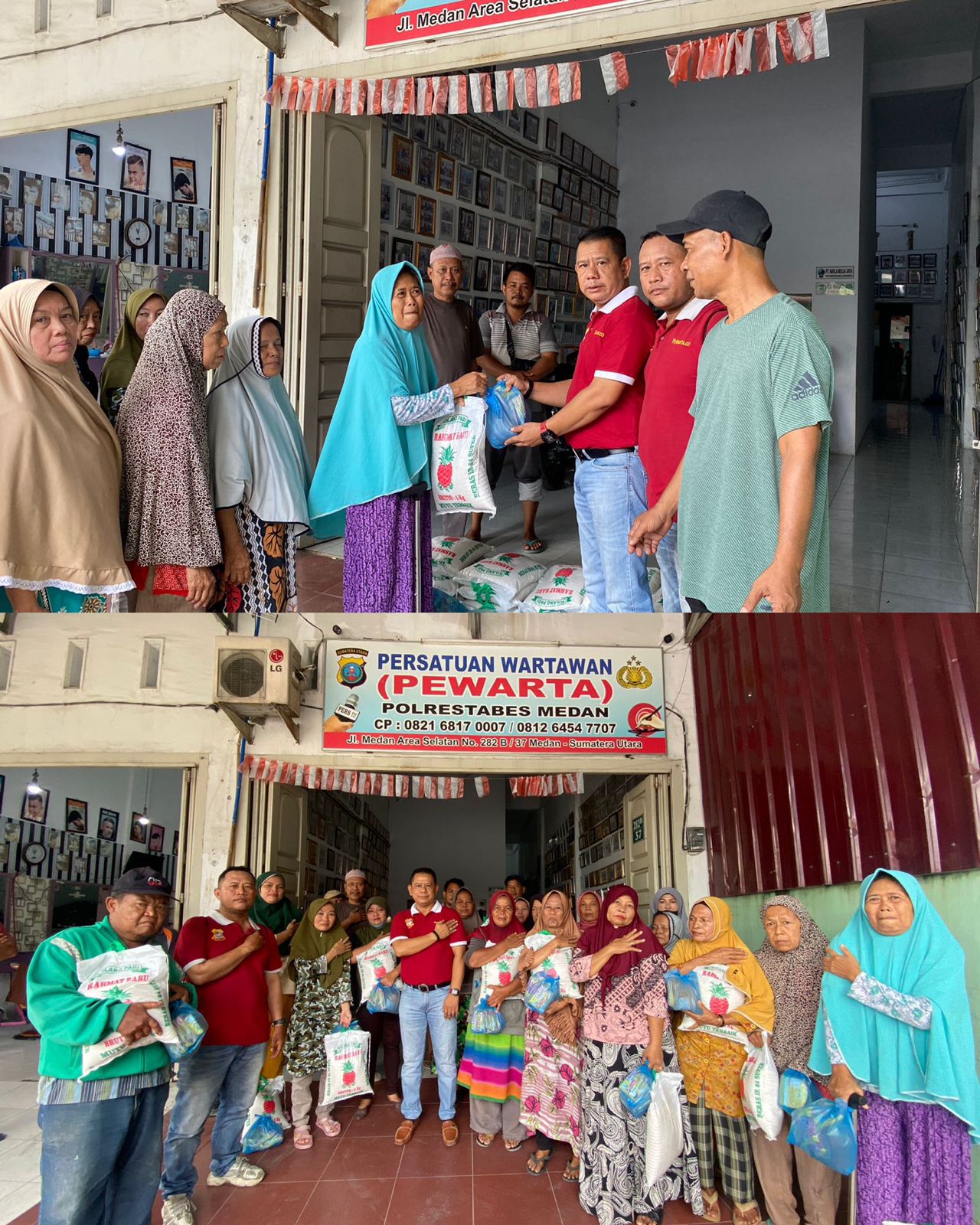 Jumat Barokah, Ketua Pewarta Bagi Sembako ke Kaum Duafa