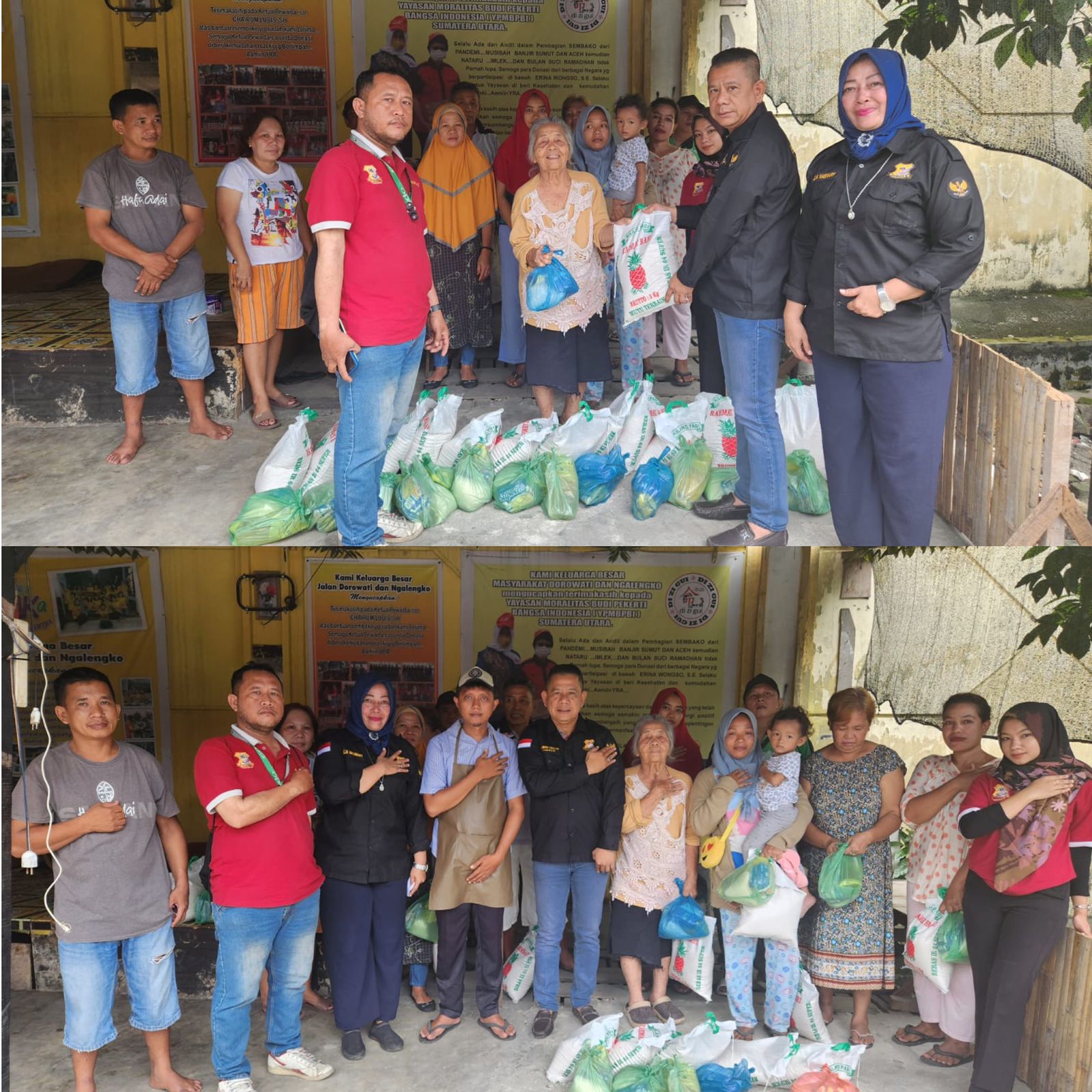 Tebar Kebaikan di Jumat Barokah, Ketua Pewarta Berbagi Sembako ke Warga Dorowati dan Ngalengko