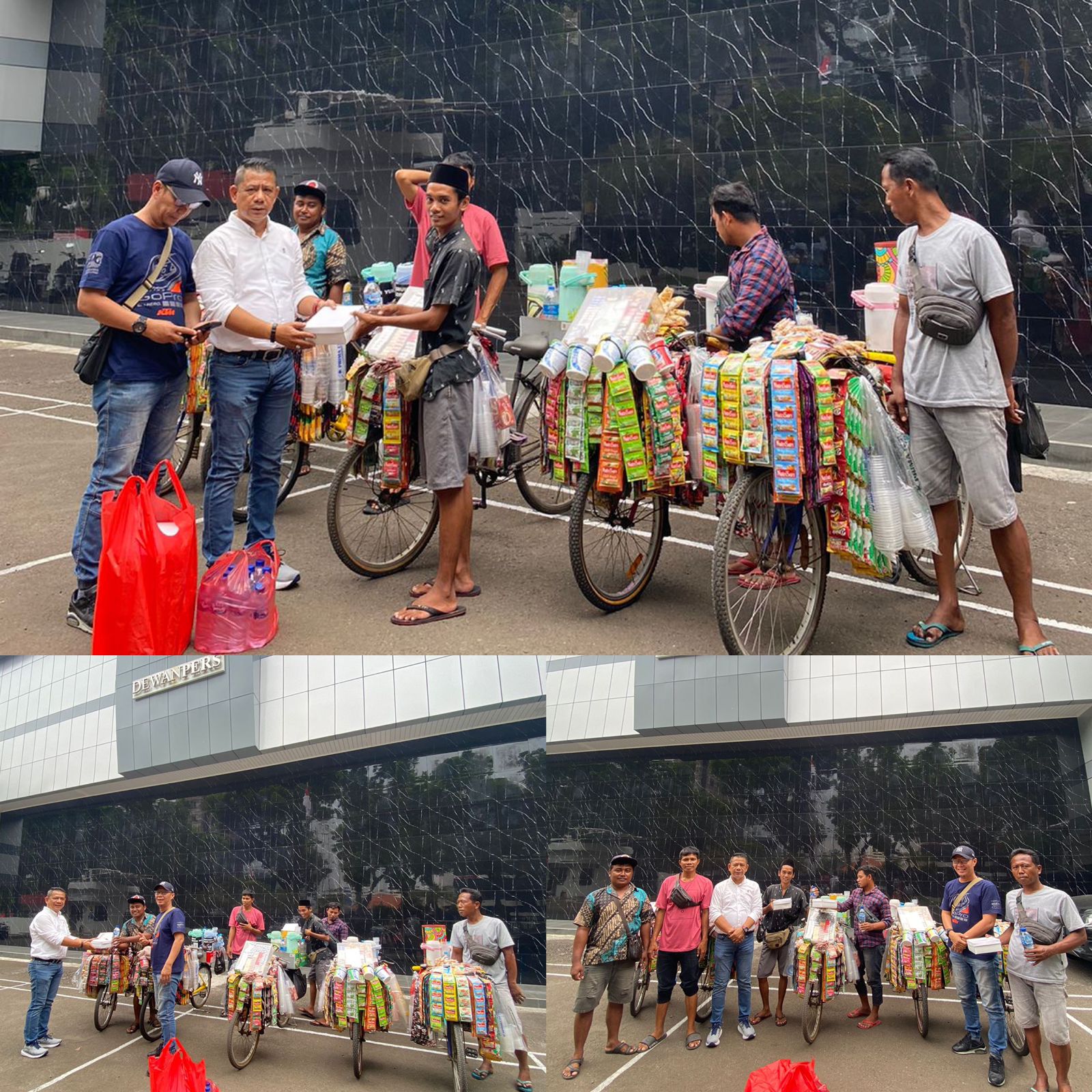 Usai Kunjungi Dewan Pers dan PWI Pusat, Ketua Pewarta Berbagi Nasi Kotak ke Penjual Kopi Keliling dan Sekuriti