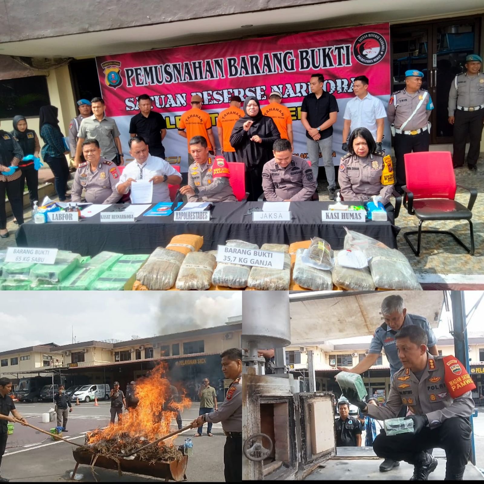 Polrestabes Medan Musnahkan Narkoba Seberat 65 Kilogram Jaringan Internasional MalaysiaÂ 