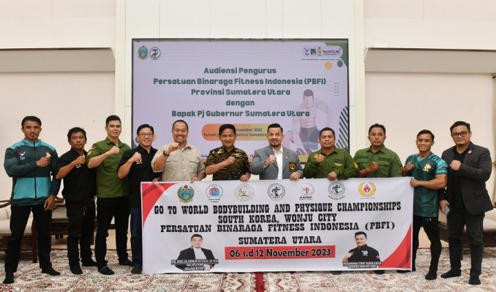 Pj Gubernur Sumut Lepas Empat Atlet Binaraga Ikuti Kejuaraan Dunia di Korsel