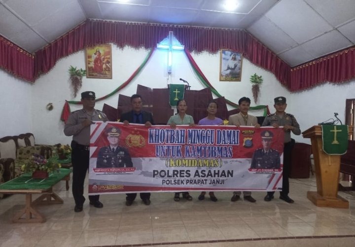 Guna Terjalinnya Komunikasi dan Sinergitas, Personel Polsek Prapat Janji Laksanakan Khotbah Minggu Kasih Kamtibmas