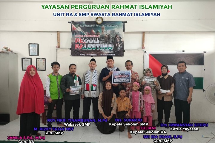 RA dan SMP Rahmat Islamiyah Salurkan Donasi Untuk Palestina Lewat DD Waspada