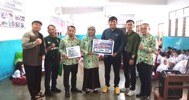 Lewat Dongeng Kemanusiaan, SD Bhayangkari 1 Medan Salurkan Donasi Palestina ke DD Waspada