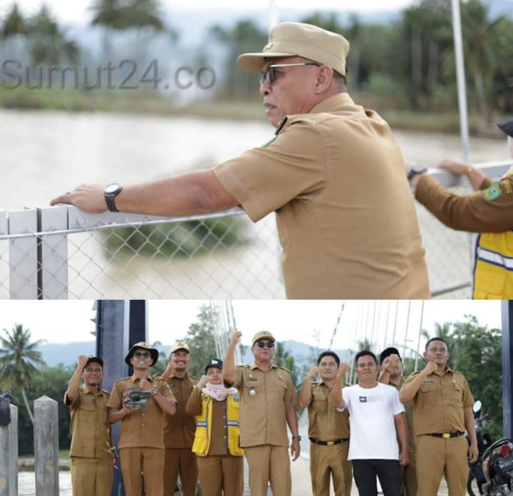 Bupati Madina Tinjau Jembatan Gantung di Kampung Baru, Sukhairi Nasution : Masyarakat dapat Merawatnya dengan Baik
