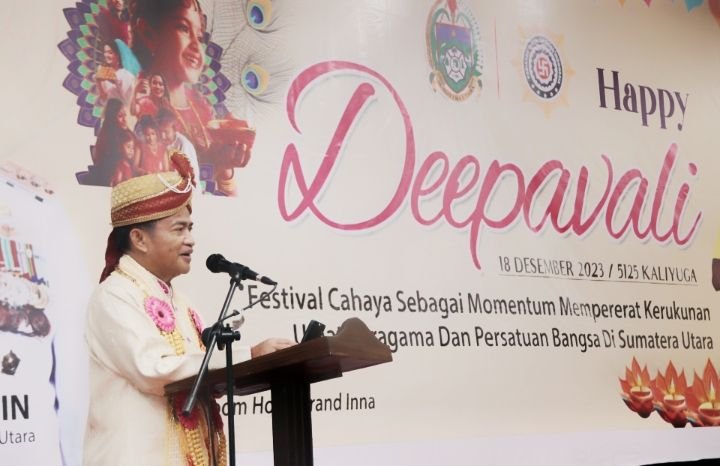 Hadiri Perayaan Deepavali,   Pj Gubernur: Jadikan Daya Tarik Wisatawan untuk Berkunjung ke Sumut