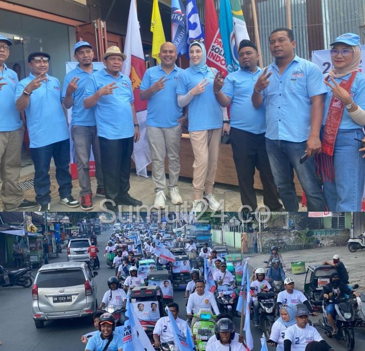 Membludak..Ribuan Pendukung 02 Prabowo-Gibran Konvoi di Padangsidimpuan