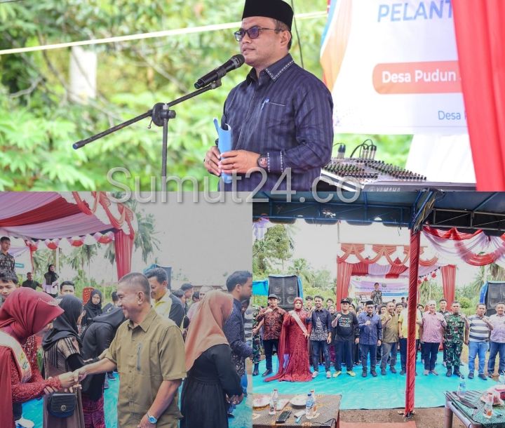 Pj Walikota Letnan Dalimunthe bersama Ketua MPC PP Fahdriansyah Siregar Hadiri Pelantikan NNB Desa Pudun Jae