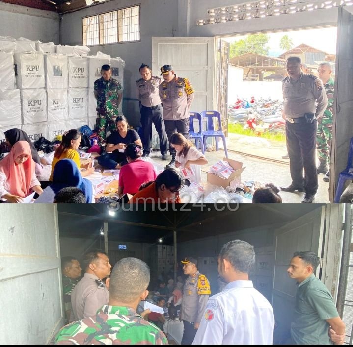 Kapolres Padangsidimpuan Cek Penyortiran dan Pelipatan Surat Suara Pemilu 2024