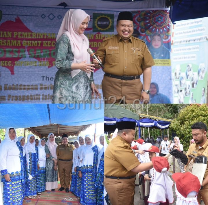 Bupati Tapsel dan Ketua TP PKK Kompak Hadiri Pengajian BKMT di Desa Saro Godung