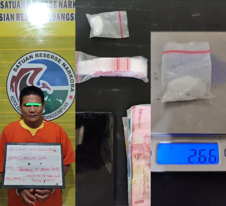 Polres Padangsidimpuan Ringkus Residivis Narkoba sekaligus Amankan 2,66 Gram Sabu