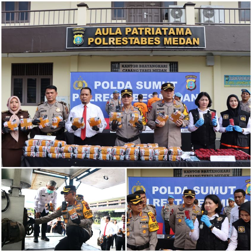 Polrestabes Medan Musnahkan Sabu Sebanyak 53 Kilo dan 10 Ribu Butir Pil Ermin 5