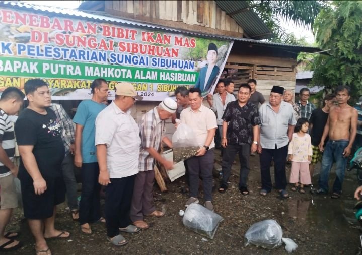 Putra Mahkota Tabur Ribuan Bibit Ikan di Sungai Sibuhuan