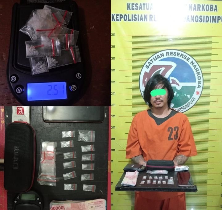 Team Opsnal Satresnarkoba Padangsidimpuan Berhasil Amankan Tersangka BB 12 paket plastik putih berisi sabu 2.51 Gram