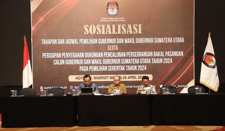 Bawaslu Sumut Hadiri Sosialisasi Tahapan dan Jadwal Pemilihan Gubernur dan Wakil Gubernur Sumut Tahun 2024